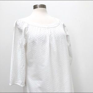 DVF Eyelet Lace Mini Shift Dress With Sleeves